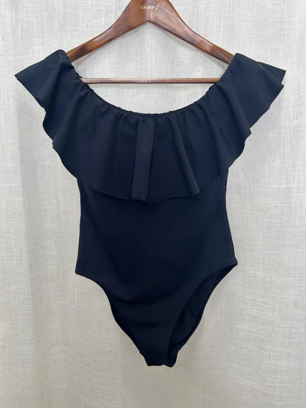 Trina Turk Black Ruffle One-Piece Bodysuit Size 6 Excellent Condition